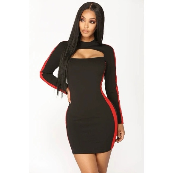 Davis Color Block Dress - Black/Red - Picture 1 of 5
